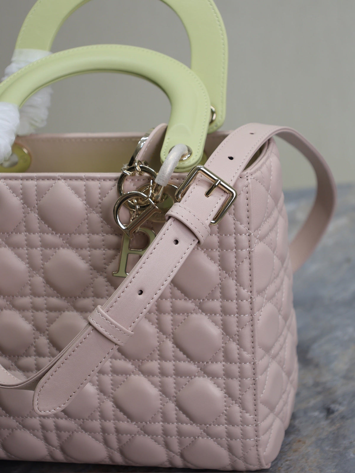 Lady Bag 20cm Pink Pale Green Lambskin