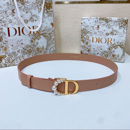 DIOR 25S BELT 30 MM IN DUSTY PINK CALFSKIN 586581
