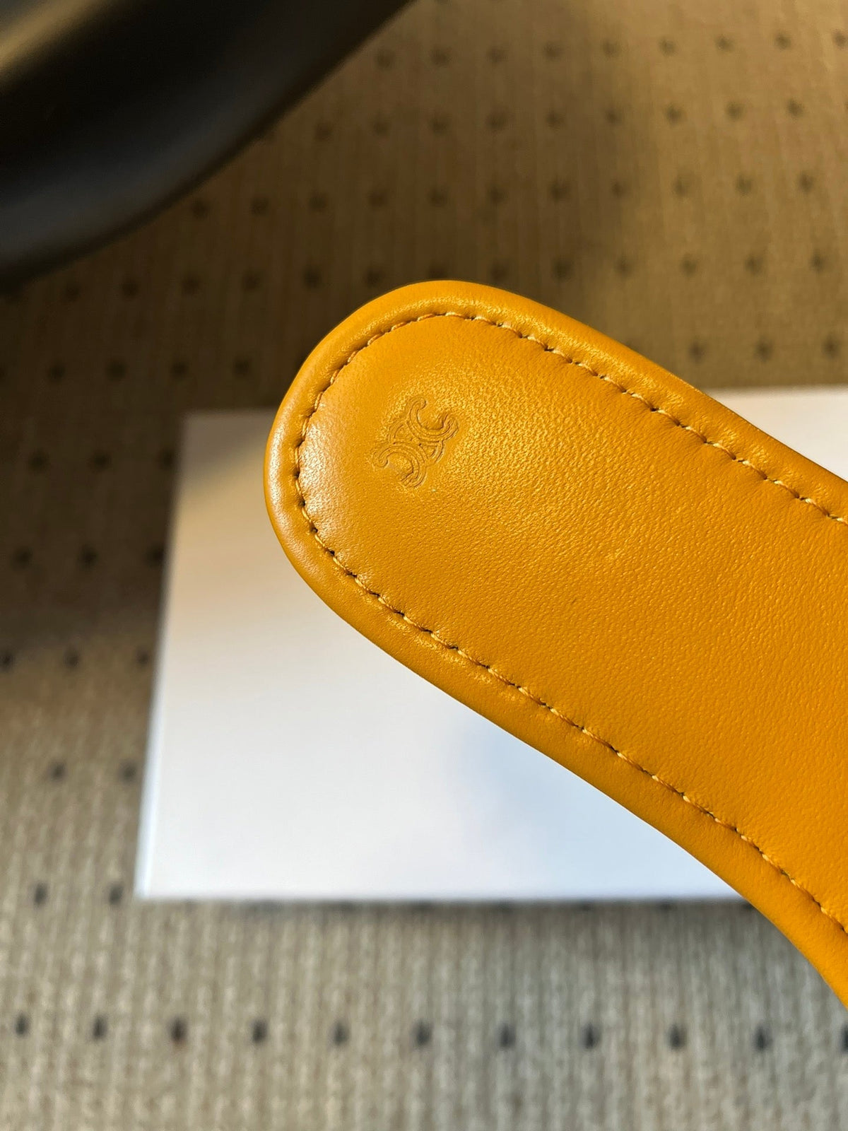 Celine 26  Flat Mule Slippers Mustard Yellow Sheepskin 621529