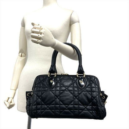 Dior Handbag Leather Black Gold Hardware Cannage