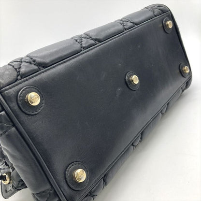Dior Handbag Leather Black Gold Hardware Cannage