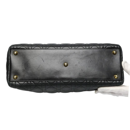 Dior Christian 2-Way Shoulder Bag Cannage Black