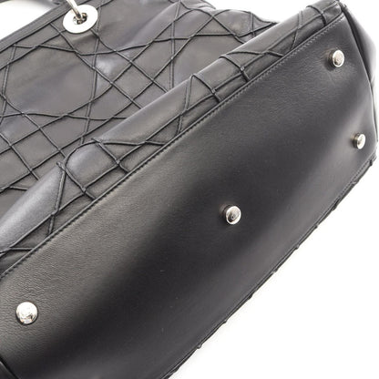 Dior Handbag Granville Cannage 2-Way Black Leather