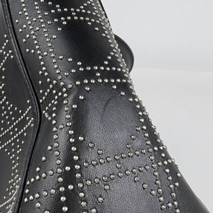 Dior Lady Studs Cannage Handbag Leather Black
