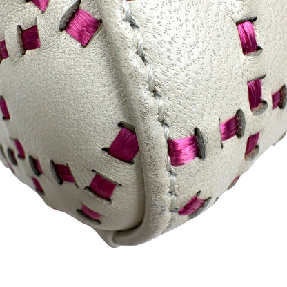Dior Lady Cannage Bicolor Handbag Leather White Pink