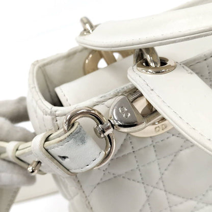 Dior Lady Dior Cannage White Champagne Gold Handbag