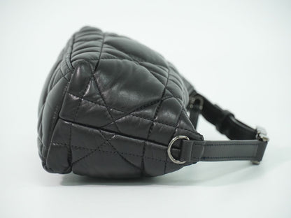 Dior Travel Nomad Pouch Cannage Handbag Leather Black