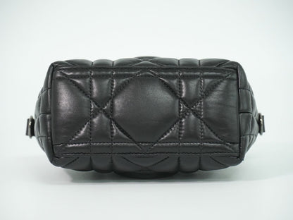 Dior Travel Nomad Pouch Cannage Handbag Leather Black