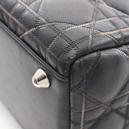 Dior Dio Handbag Ladydio Cannage Black Leather 2-Way Tote