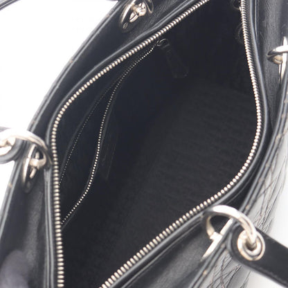 Dior Dio Handbag Ladydio Cannage Black Leather 2-Way Tote