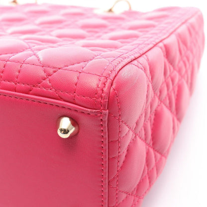 Dior Handbag Lady Dior Large Cannage 2-Way Pink Leather Lady Dior Tote