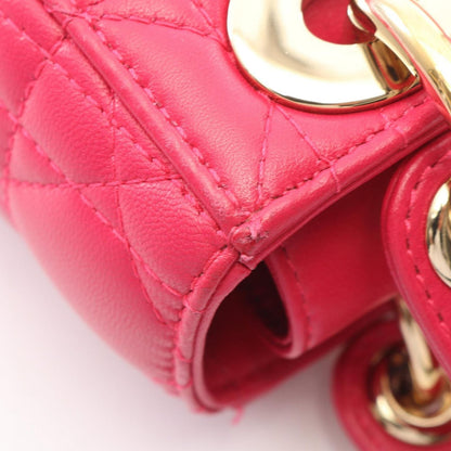 Dior Handbag Lady Dior Mini Cannage 2-Way Magenta Leather Lady Dior Tote