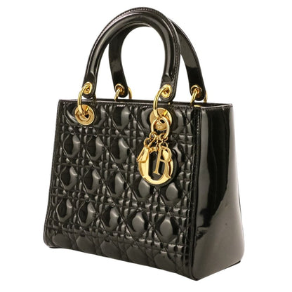 Dior Lady Cannage Patent Handbag Black