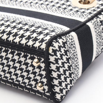Dior Handbag Lady D-Lite Mini Houndstooth 2-Way White Black Canvas Lady Dior