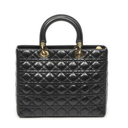 Dior Large Lady Dior Zip Black Canada Lambskin Leather Handbag