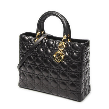 Dior Large Lady Dior Zip Black Canada Lambskin Leather Handbag