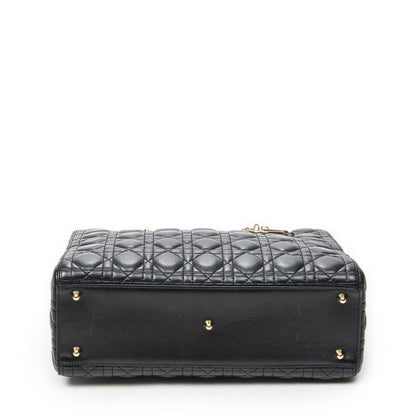 Dior Large Lady Dior Zip Black Canada Lambskin Leather Handbag