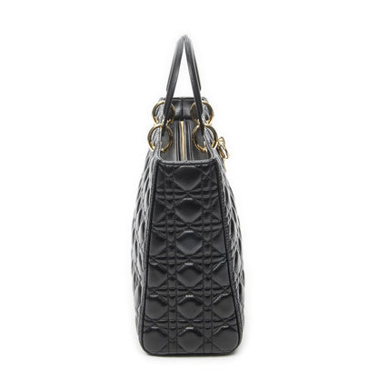 Dior Large Lady Dior Zip Black Canada Lambskin Leather Handbag