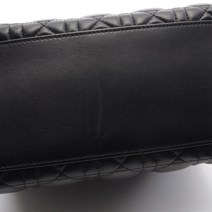 Dior Handbag Lady Dior Cannage Faux Pearl 2-Way Black Leather Tote