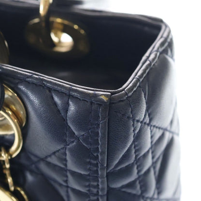 Dior Monsieur Lady Leather Cannage Gold Handbag Navy Blue