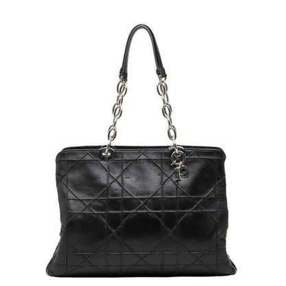 Dior Cannage Granville Chain Handbag Black Leather