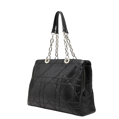 Dior Cannage Granville Chain Handbag Black Leather