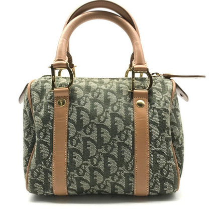 Dior Trotter Mini Boston Hand Bag Green Canvas Leather
