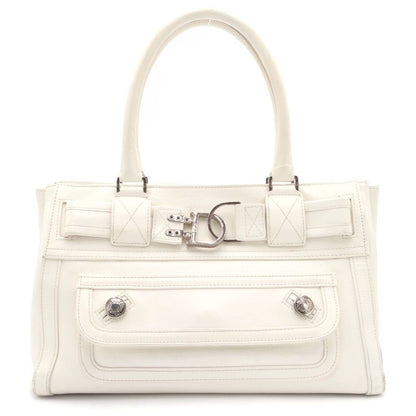 Dior Handbag White Leather Silver