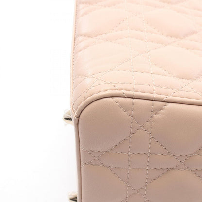 Dior Handbag Lady Dior Cannage 2-Way Pink Beige Leather Tote