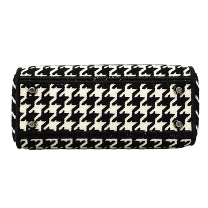 Dior Handbag Lady D Light Canvas White Black Silver 2-Way