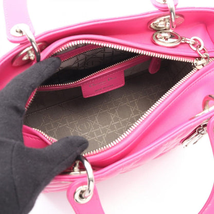 Dior Handbag Lady Cannage Fuchsia Pink Leather 2-Way Tote