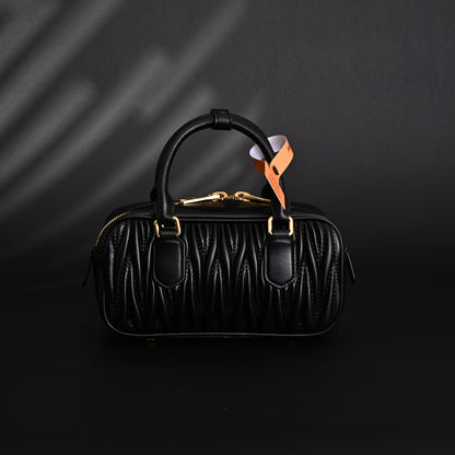 Miu Miu Black Matelassé Leather Top Handle Bag