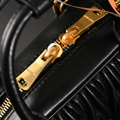 Miu Miu Black Matelassé Leather Top Handle Bag