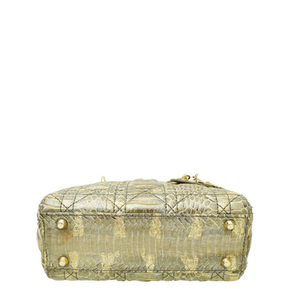 Dior Lady Dior Leather Handbag Gold