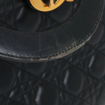 DIOR - Lady Dior large handbag in vintage black quilted leather