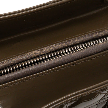 DIOR - Lady Dior medium Dior handbag in brown cannage patent leather