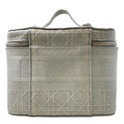 Christian Dior Cannage Vanity Handbag Logo Canvas Gray