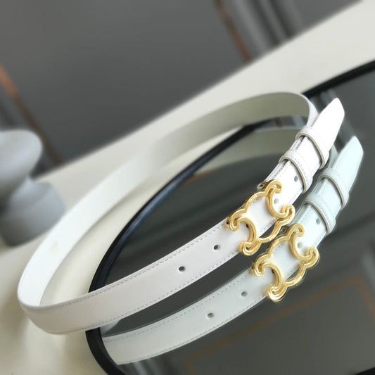 CELINE 25S BELT TRIOMPHE 25MM IN WHITE CALFSKIN 559674