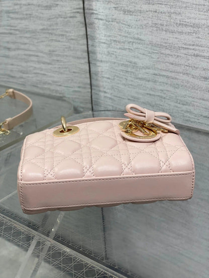 Dior 2026 Bow D-Joy Micro Bag Power Pink Lambskin 284125