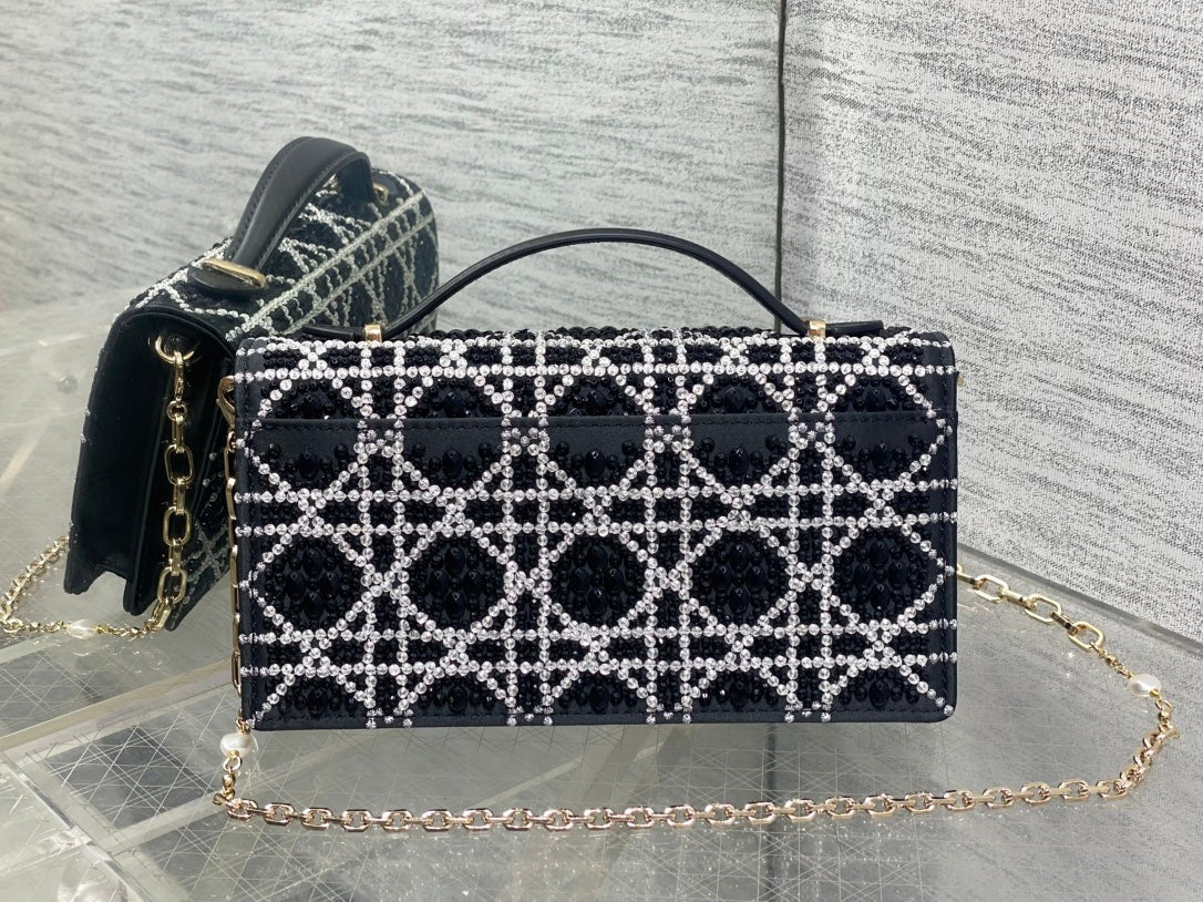 Dior 2026 Top Handle Embroidered Bag 21cm Calfskin 352086