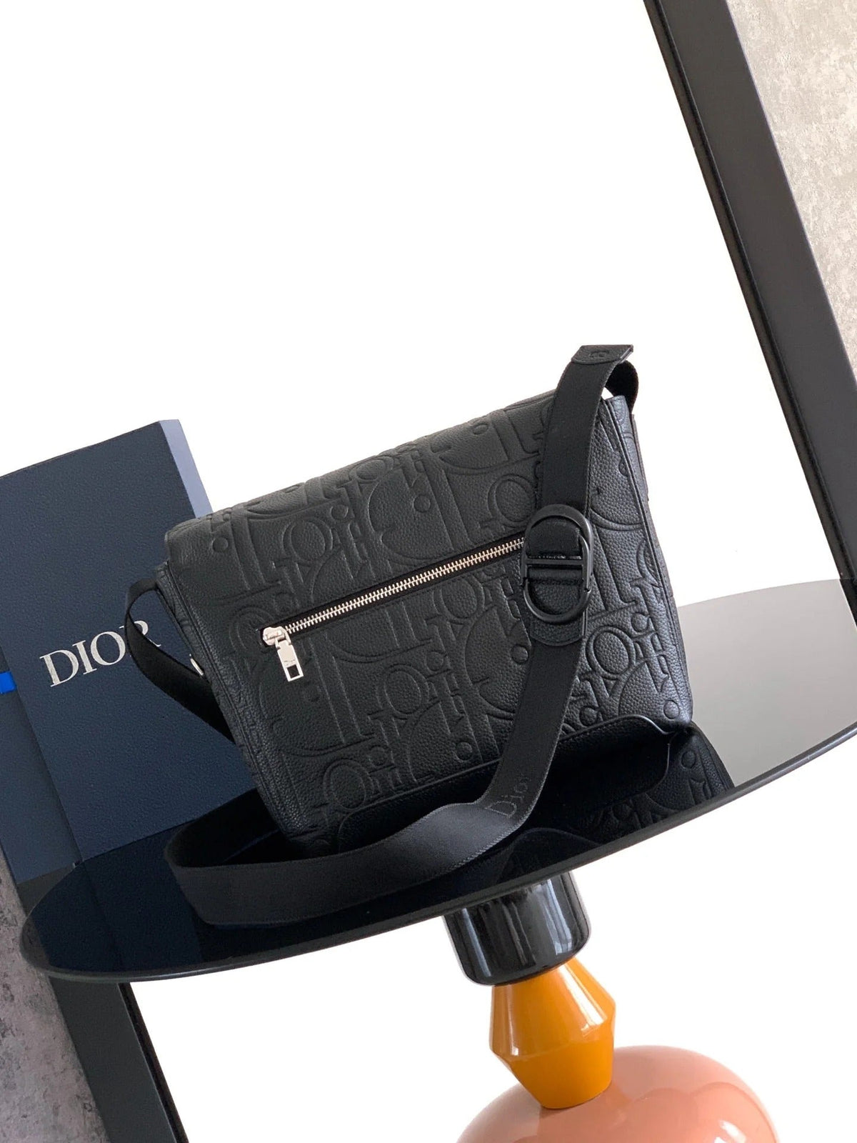 Dior 2026 Heritage Saddle Flap Messenger Bag 23cm Fabric Leather