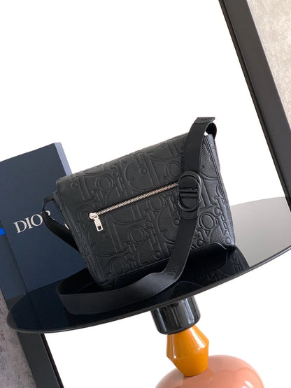 Dior 2026 Heritage Saddle Flap Messenger Bag 23cm Fabric Leather