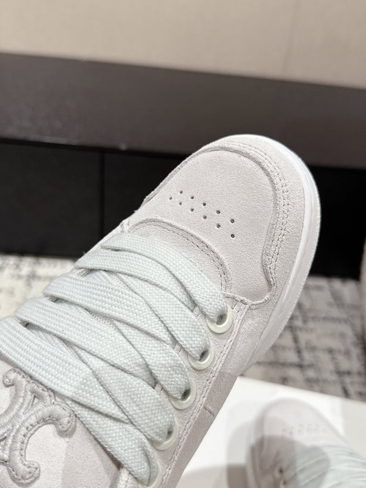 CELINE 25C Huntington Low Top Sneaker White Suede 232344