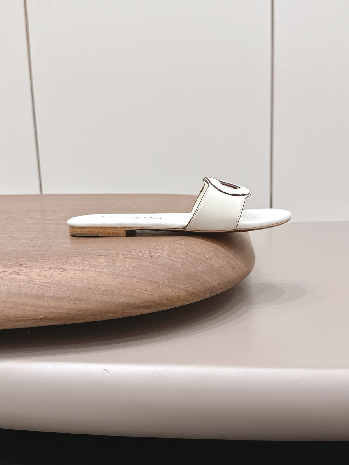 CD 26s Round-Toe Slide Sandals White Calfskin 738240