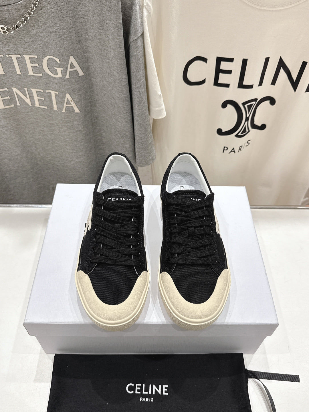 CELINE 25C Trainer Sneaker Black Canvas 236762