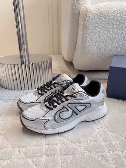 CD B30 Sneaker Grey White Mix Black Polyester Mesh Fabric And Calfskin