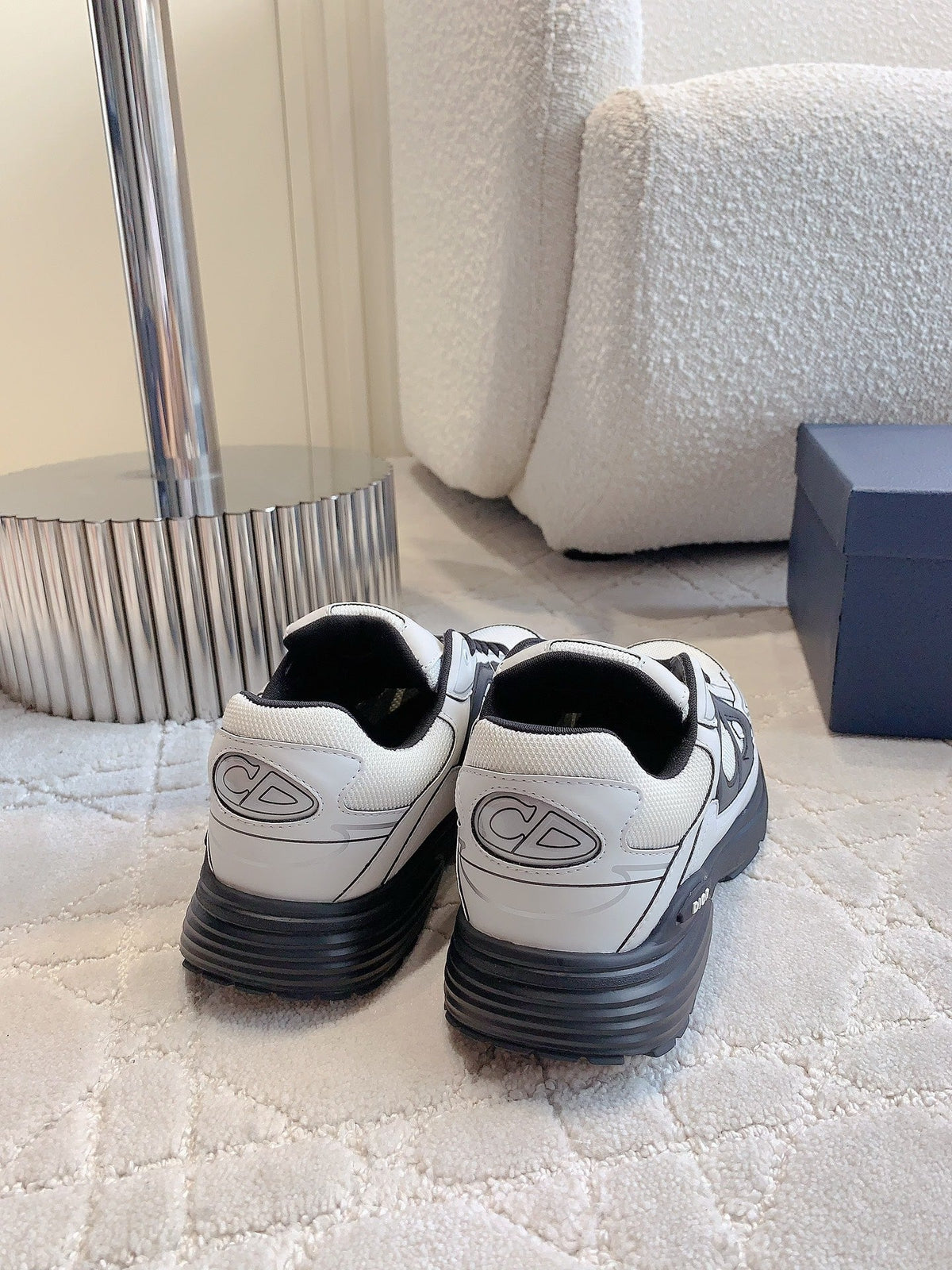 CD B30 Sneaker White Mix Black Polyester Mesh Fabric And Calfskin