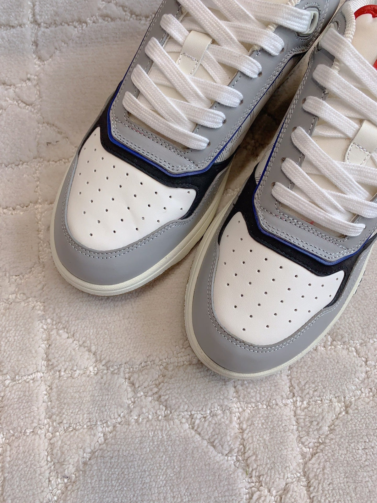 CD B27 Low-Top Sneaker Grey White Mix Blue Red Print Calfskin