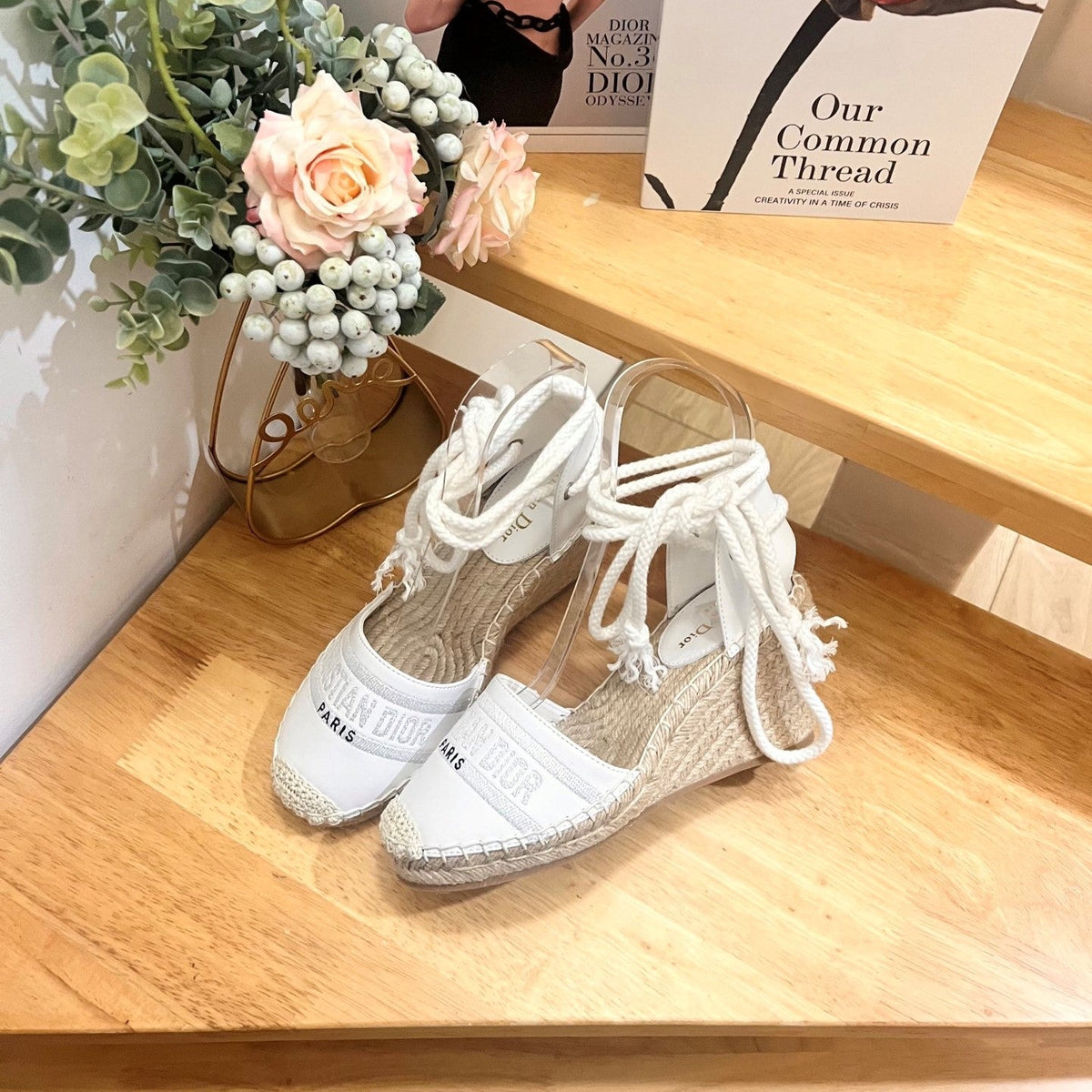 CD FW26 Wedge Sandals White Sheepskin 692258