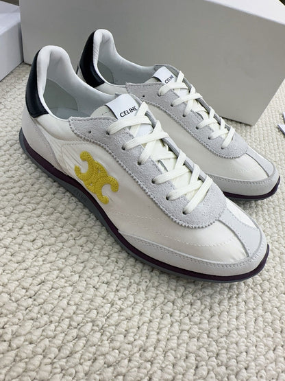 Celine 2026 Racer Sneakers Gray White Suede Fabric 103346